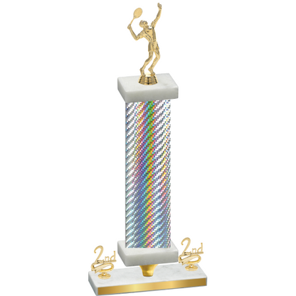 Premium Single Silver Carbon Fiber Second Place Tennis Trophy