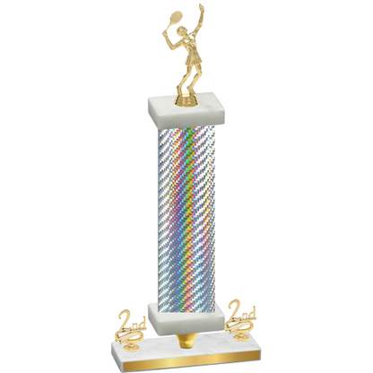 Premium Single Silver Carbon Fiber Second Place Tennis Trophy