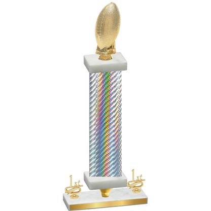 Premium Single Silver Carbon Fiber First Place Football Trophy