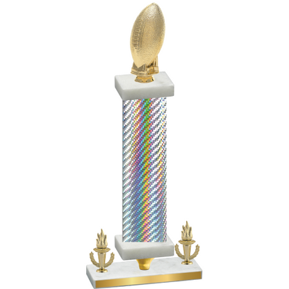 Premium Single Silver Carbon Fiber Victory Football Trophy