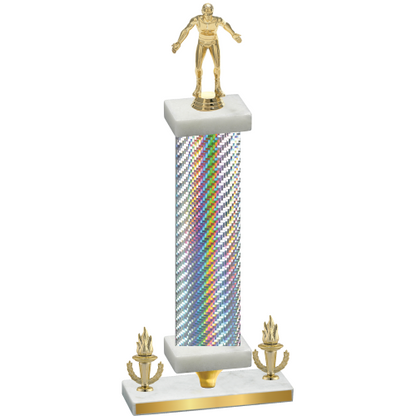 Premium Single Silver Carbon Fiber Victory Wrestling Trophy