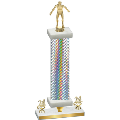 Premium Single Silver Carbon Fiber Year Wrestling Trophy