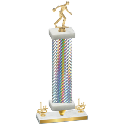 Premium Single Silver Carbon Fiber First Place Bowling Trophy