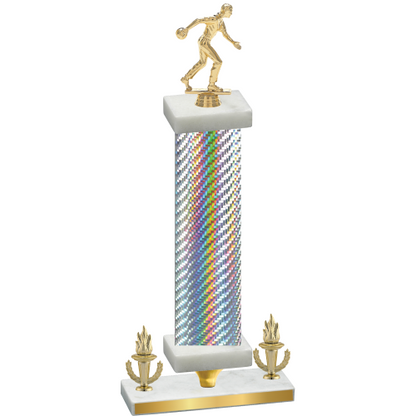 Premium Single Silver Carbon Fiber Victory Bowling Trophy