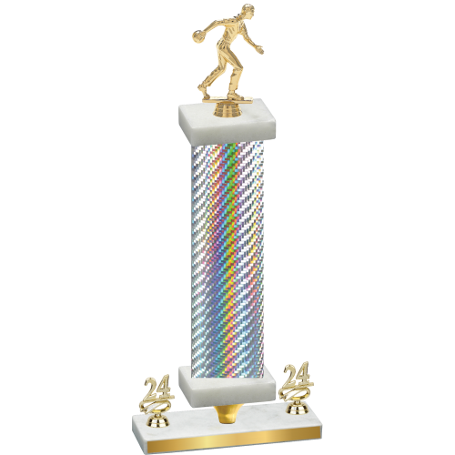 Premium Single Silver Carbon Fiber Year Bowling Trophy