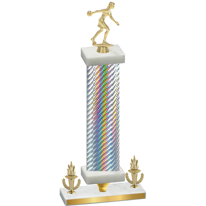 Premium Single Silver Carbon Fiber Victory Bowling Trophy