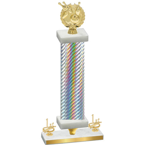 Premium Single Silver Carbon Fiber First Place Bowling Trophy