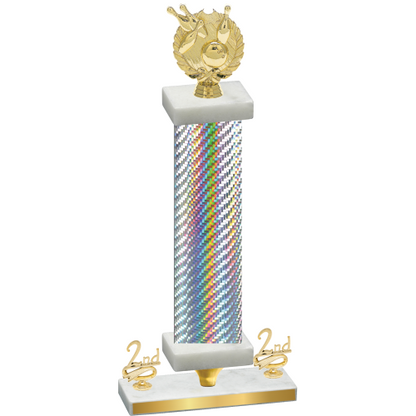 Premium Single Silver Carbon Fiber Second Place Bowling Trophy