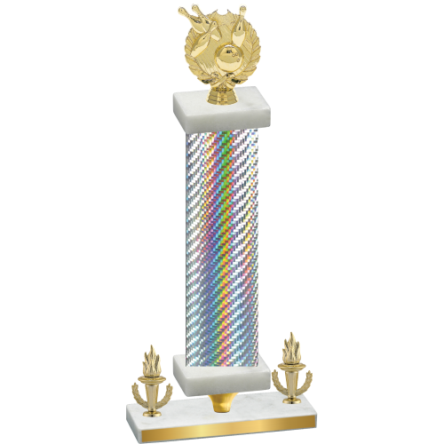 Premium Single Silver Carbon Fiber Victory Bowling Trophy