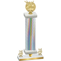 Premium Single Silver Carbon Fiber Year Bowling Trophy