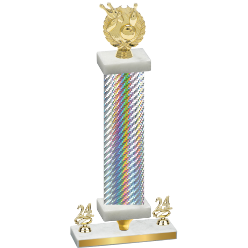 Premium Single Silver Carbon Fiber Year Bowling Trophy