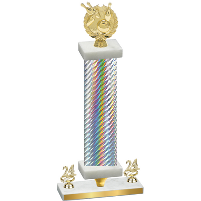 Premium Single Silver Carbon Fiber Year Bowling Trophy