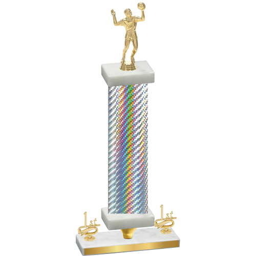 Premium Single Silver Carbon Fiber First Place Volleyball Trophy