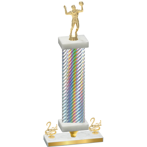 Premium Single Silver Carbon Fiber Second Place Volleyball Trophy