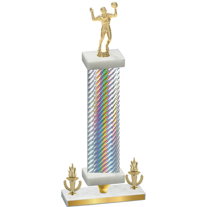 Premium Single Silver Carbon Fiber Victory Volleyball Trophy