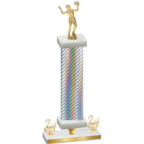 Premium Single Silver Carbon Fiber Second Place Volleyball Trophy