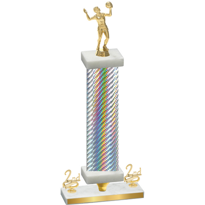 Premium Single Silver Carbon Fiber Second Place Volleyball Trophy