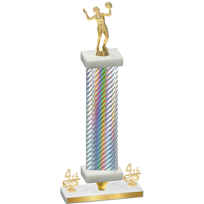 Premium Single Silver Carbon Fiber Fourth Place Volleyball Trophy