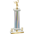 Premium Single Silver Carbon Fiber Year Volleyball Trophy