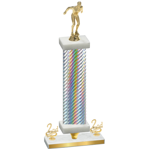 Premium Single Silver Carbon Fiber Second Place Swimming Trophy