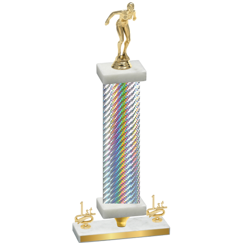 Premium Single Silver Carbon Fiber First Place Tennis Trophy