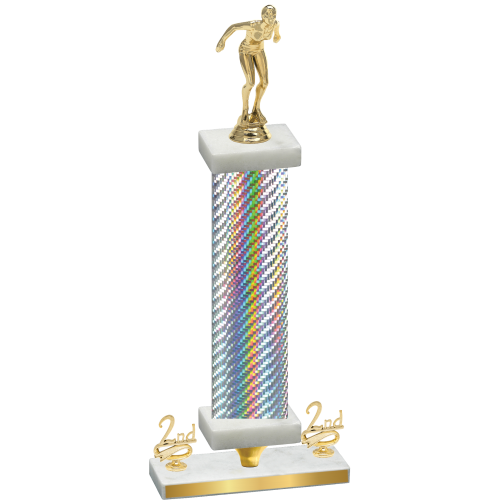 Premium Single Silver Carbon Fiber Second Place Tennis Trophy