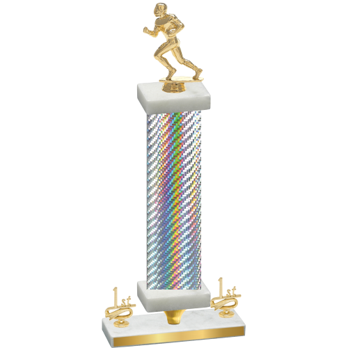 Premium Single Silver Carbon Fiber First Place Football Trophy