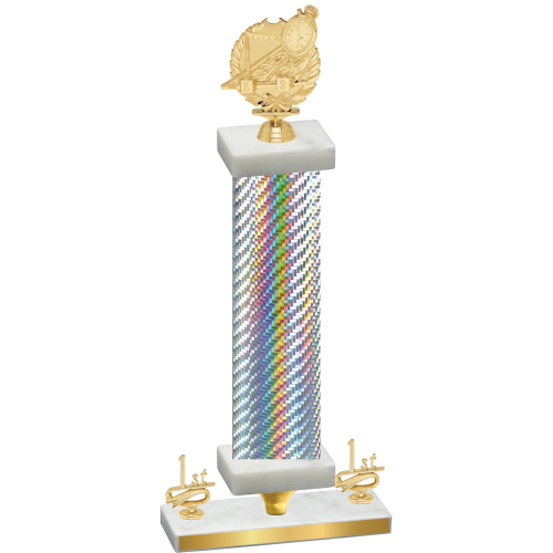 Premium Single Silver Carbon Fiber First Place Swimming Trophy