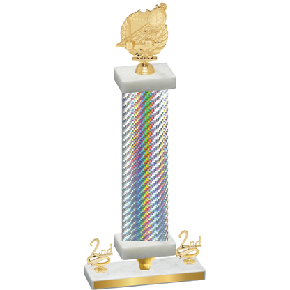 Premium Single Silver Carbon Fiber Second Place Swimming Trophy