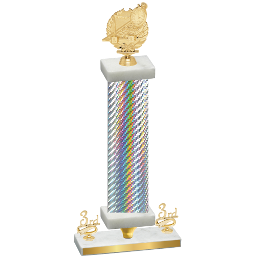 Premium Single Silver Carbon Fiber Third Place Swimming Trophy