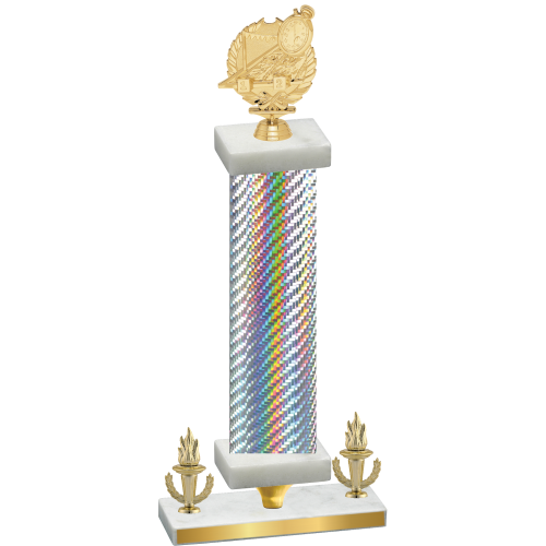 Premium Single Silver Carbon Fiber Victory Swimming Trophy