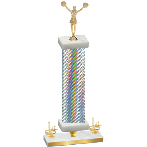 Premium Single Silver Carbon Fiber First Place Cheerleading Trophy