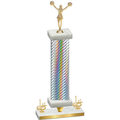 Premium Single Silver Carbon Fiber First Place Cheerleading Trophy