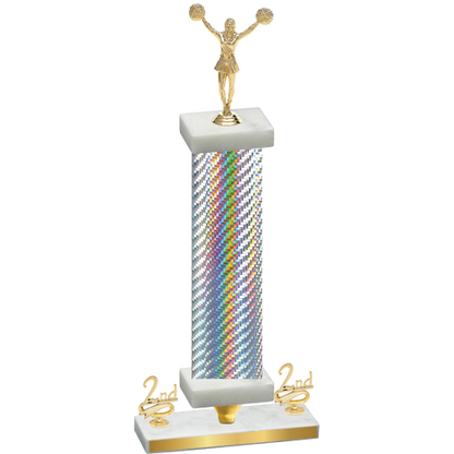 Premium Single Silver Carbon Fiber Second Place Cheerleading Trophy