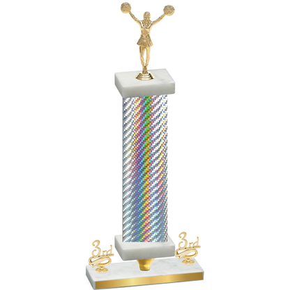 Premium Single Silver Carbon Fiber Third Place Cheerleading Trophy