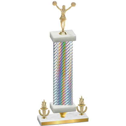 Premium Single Silver Carbon Fiber Victory Cheerleading Trophy