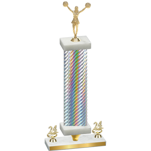 Premium Single Silver Carbon Fiber Year Cheerleading Trophy