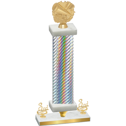 Premium Single Silver Carbon Fiber Third Place Cheerleading Trophy