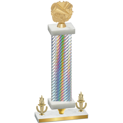 Premium Single Silver Carbon Fiber Victory Cheerleading Trophy