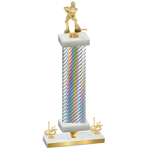 Premium Single Silver Carbon Fiber First Place Hockey Trophy