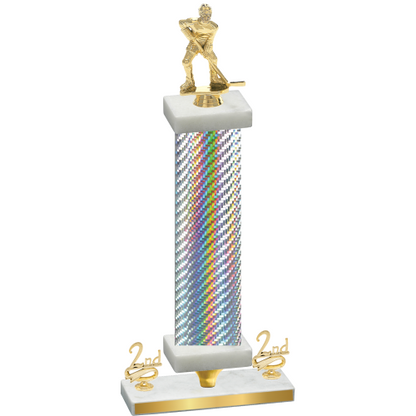 Premium Single Silver Carbon Fiber Second Place Hockey Trophy