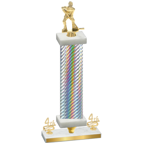 Premium Single Silver Carbon Fiber Fourth Place Hockey Trophy