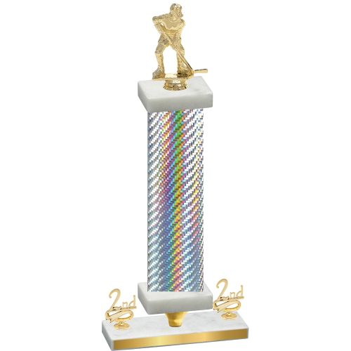 Premium Single Silver Carbon Fiber Second Place Hockey Trophy