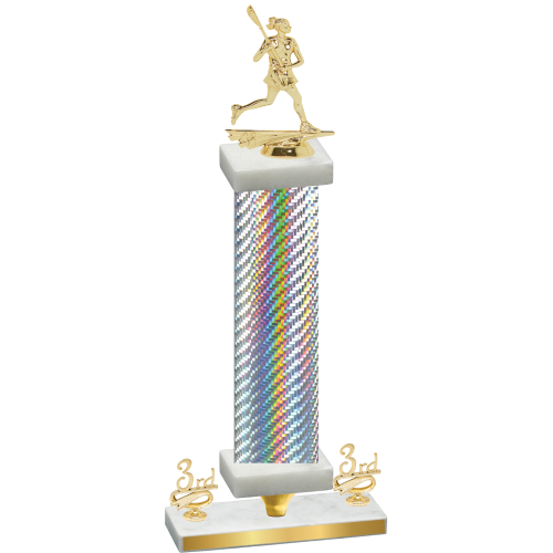 Premium Single Silver Carbon Fiber Third Place Lacrosse Trophy