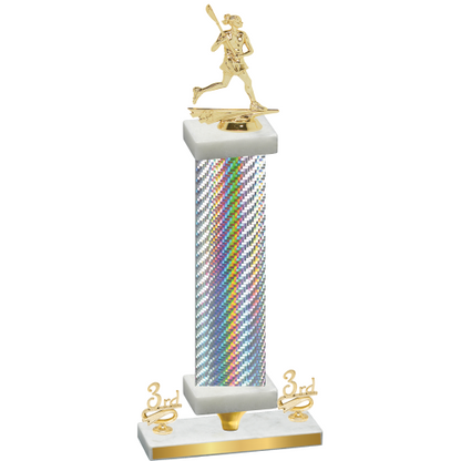 Premium Single Silver Carbon Fiber Third Place Lacrosse Trophy