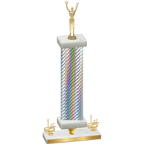 Premium Single Silver Carbon Fiber First Place Victory Trophy