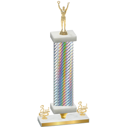 Premium Single Silver Carbon Fiber Third Place Victory Trophy