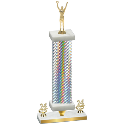 Premium Single Silver Carbon Fiber Year Victory Trophy