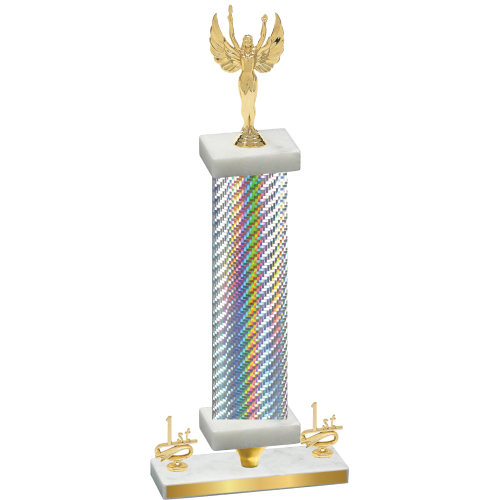 Premium Single Silver Carbon Fiber First Place Victory Trophy