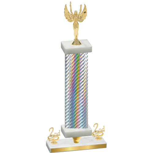 Premium Single Silver Carbon Fiber Second Place Victory Trophy